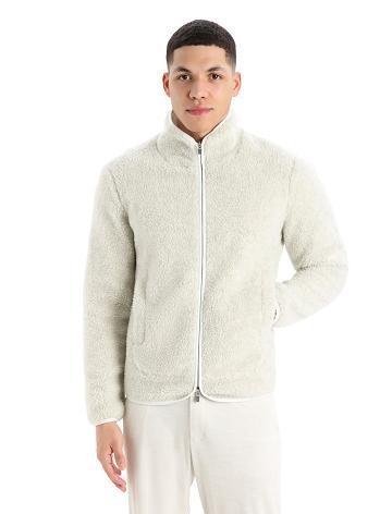 Sweat À Capuche Icebreaker RealFleece™ Merino High Pile Long Sleeve Zip Homme Blanche | FR 1248HAPK